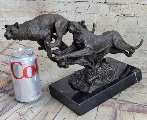 Henry Moore Cougar Jaguar Puma Wild Life Bronze Sculpture Statue Figurine Figure - Picture 2 of 10