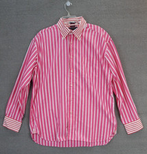 Tommy Hilfiger 80's 2ply Fabric Red Pink White Classic Fit Shirt Men's XL