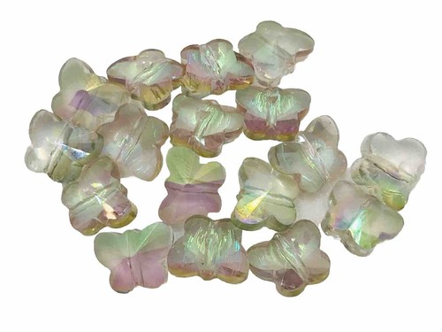 Glass Butterfly Beads Clear 7mm Qty: 15