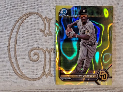 Yendry Rojas, San Diego Padres, 2022 Bowman Chrome Draft Yellow Lava ...