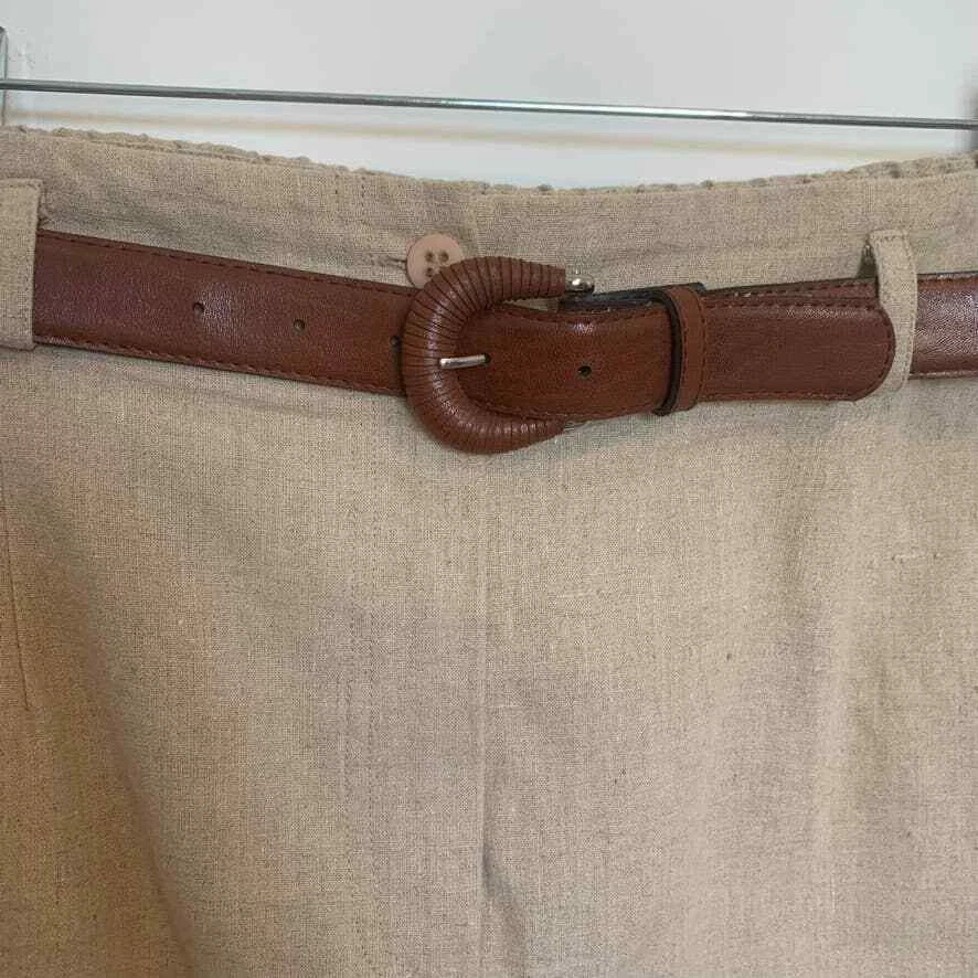 Falda de algodón de lino tostado talla 14 de Rafaella para mujer Foto 2 de 4