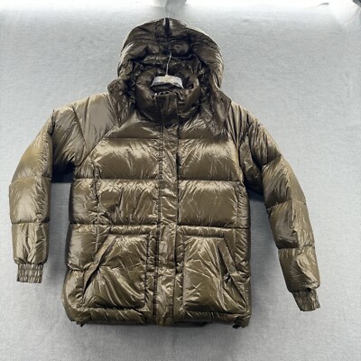 columbia womens size m golden hooded goose down fill omni heat puffer  jacket