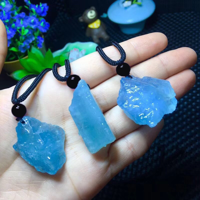 国内で当店のみ 666999 - Blue faith rough aquamarine necklace Rough Aquamarine Pendant Necklace Gemstone Crystal Jewelry