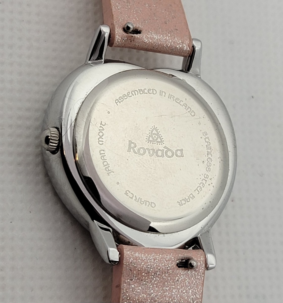 Rovada Claddagh Watch Women Silver Tone Heart pink Dial New Battery leather band Ladies Rovada Claddagh Heart Shape Crystal Accents Pink MOP  main image 2