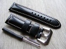 Black Oiled Leather Watch Strap For Panerai Luminor Marina PAM 26mm
