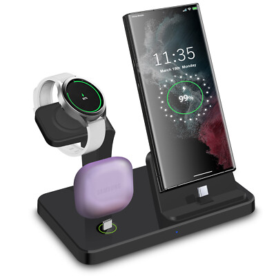 3in1 Fast Charging Station Type-C Dock For Samsung Galaxy S24 S23 Watch 7 6 5 4