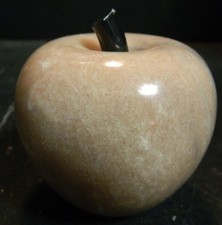 Vintage Marble Alabaster Apple Paperweight w/ Stem 3" x 2.5" Excellent Condition