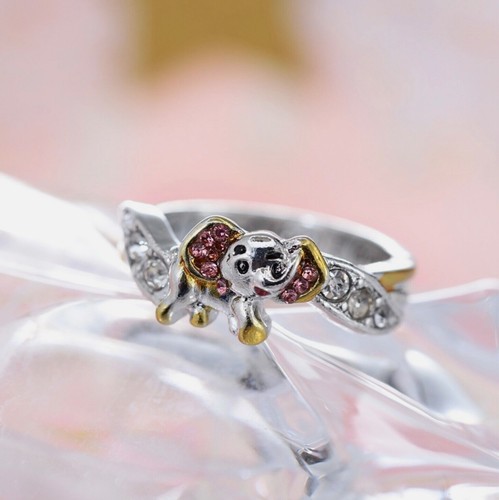 Cute Crystal Elephant NEVER FORGET THAT I LOVE YOU Silver Ring Womens Girls Gift - Picture 13 of 15
