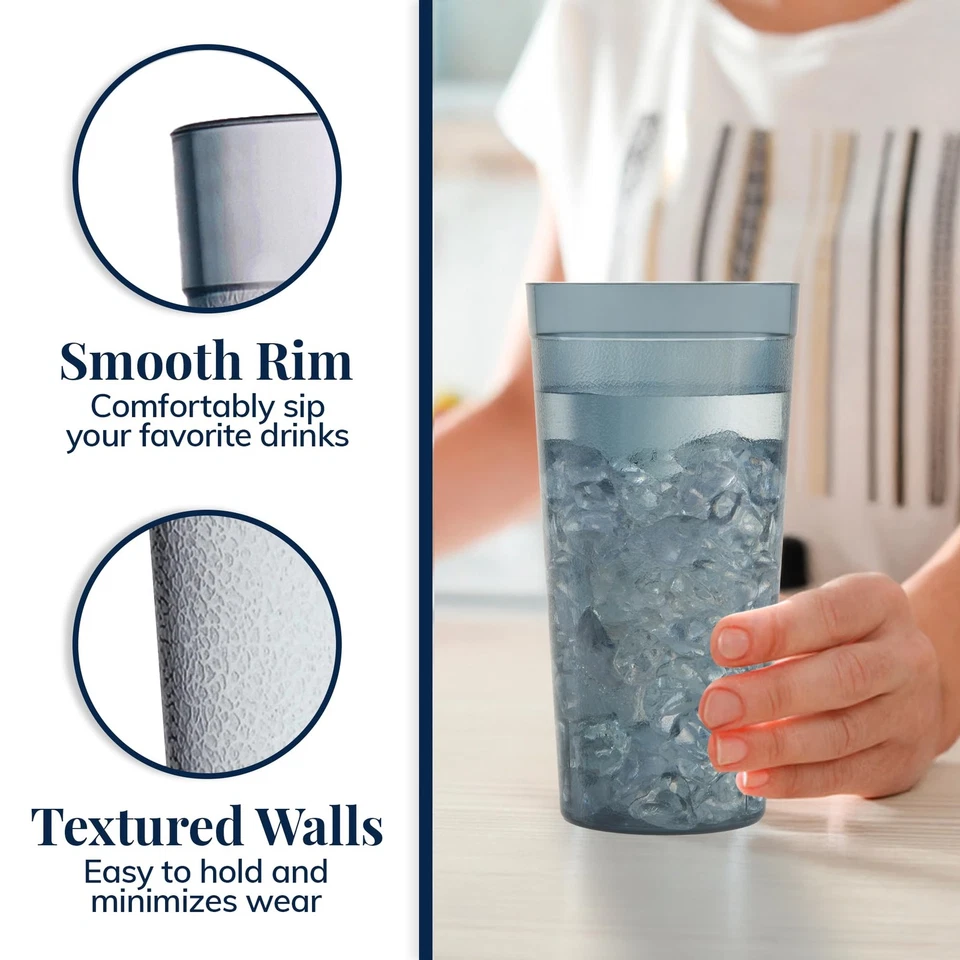 Vasos reutilizables de plástico para café (juego de 16) tazas de agua de 20 onzas en gris | Valu Foto 4 de 4