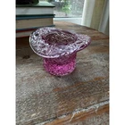 Fenton ? LE Smith Pink Glass Daisy and Button Top Hat Figurine Toothpick Holder
