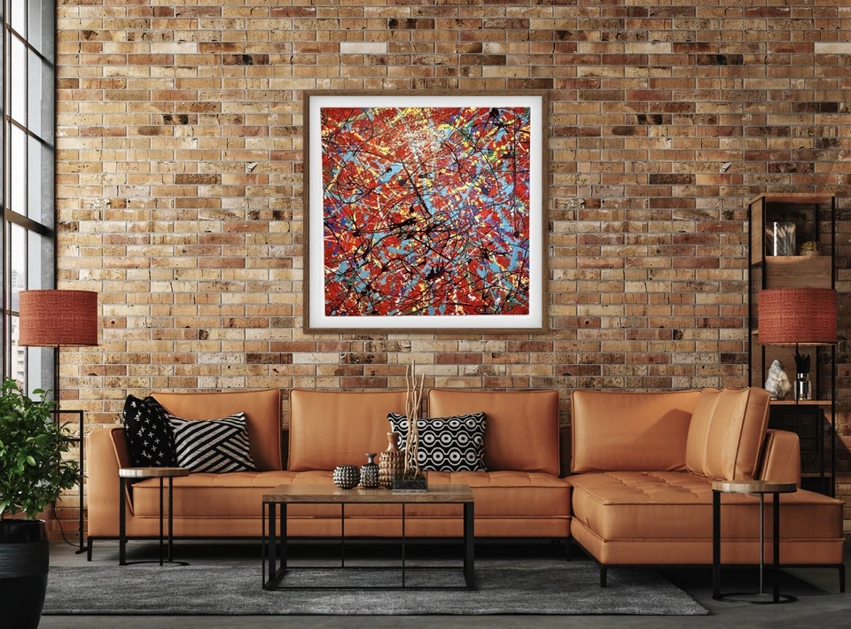 Lebendiges Original 100X100X4CM Ölgemälde von Cornelius P auf Leinwand ungerahmt - Bild 4 von 4