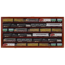 HO Scale Model Train Display Case Rack Wall Cabinet Wall Shelves Compatible w...