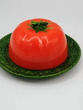 Vintage Maruhon Ware Tomato Butter Dish Pottery Made in Japan 1940's