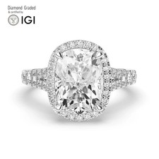 Cushion Diamond Engagement Ring 18k White Gold Labgrown 5.70 Ct Solitaire