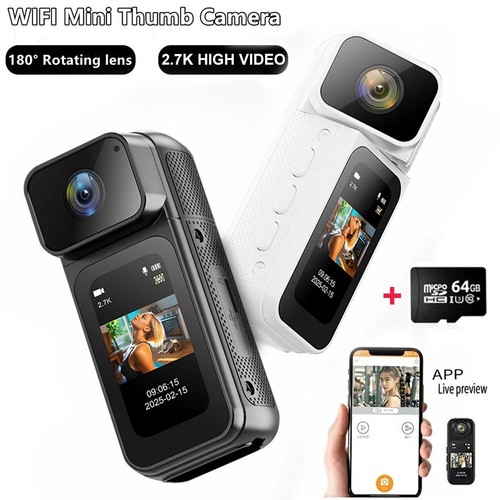 2.7K Thumb Camera WiFi Mini Body Wearable Action Sports Camera Video Recording - Picture 3 of 24