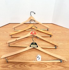 4 Vintage Wooden Suit Hangers - Advertising Manufacturer Marks - USA Made