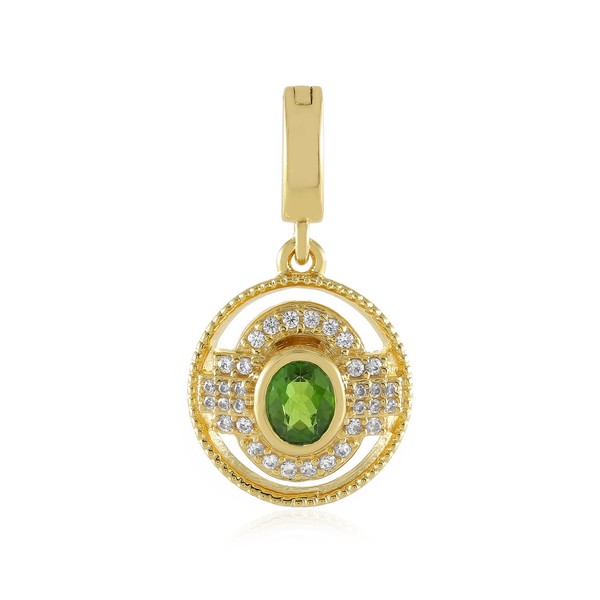 Cavill Diopsid AnhäNger 0,6Ct Sterlingsilber Goldplattiert Oval GrüN Zirkon-image