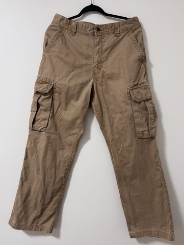 VTG 2004 Tommy Hilfiger Red Label Cargo Pants Corduroy Twill Khaki Tan 32x34 Y2K