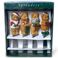 Christmas Bear Cheese/Butter Spreader Set Boston Warehouse Vtg NEW Old Stock ‘97