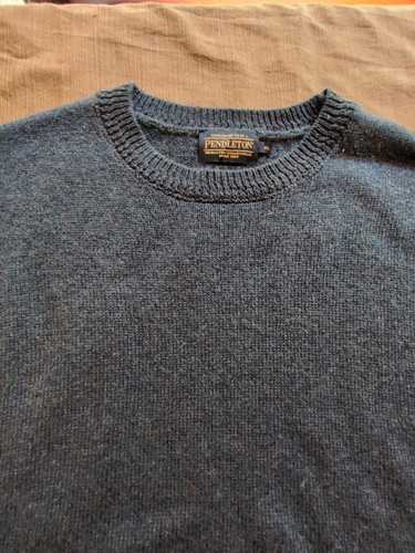 Pendleton Sweater Men’s Large XL Washable Shetland Wool Blue Crew Neck - Picture 4 of 7