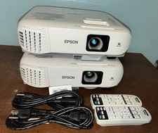 Epson PowerLite 980W Projector 3LCD WXGA w/ Remote Controls Power Cords Lot of 2