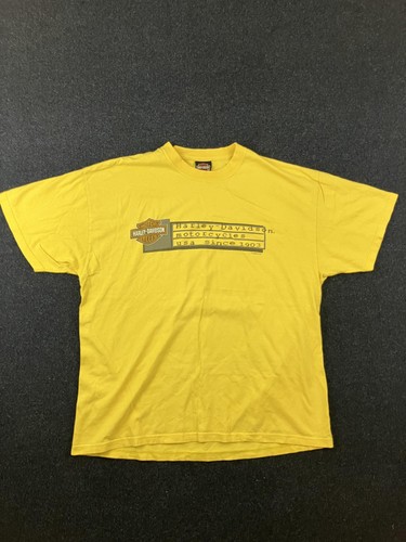Vintage Harley-Davidson Shirt Mens XL Yellow Made in USA Dealer Graphic 00s - Image 1
