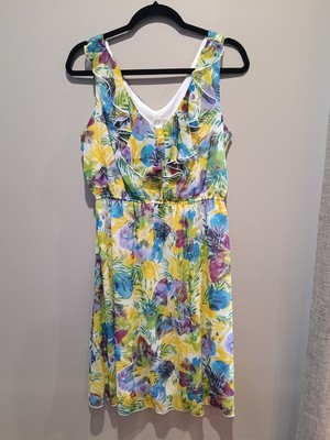 Emma & Michele Dress Sz 12 Chiffon Floral Flowy Romantic A9