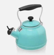 Chantal Enamel on Steel 1.7 Quart Tea Kettle Aqua Vintage Series Whistling