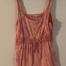 Women's Sleeveless Pink FloralTop With Drawstring Waist Scoop Neck