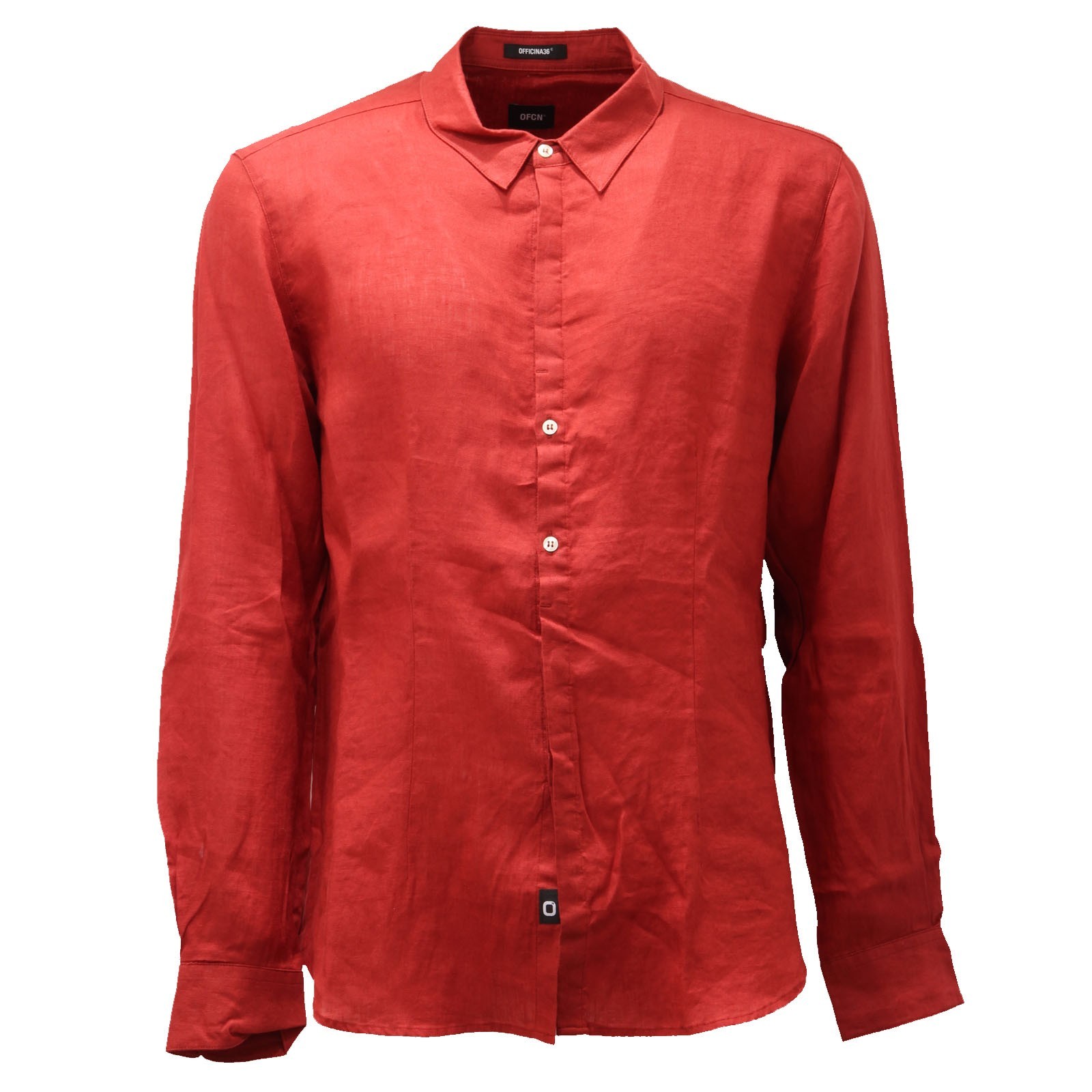 6075AE camicia uomo OFFICINA36 кирпично-красная льняная рубашка мужская 14290₽