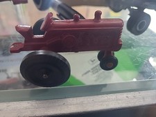 VINTAGE DIE CAST Red FARM TRACTOR RUBBER WHEELS Displayed No Box