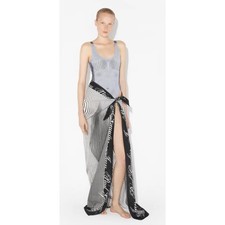 Jean Paul Gaultier White & Black 'The Pinstripes Body Morphing' Sarong Cover-Up