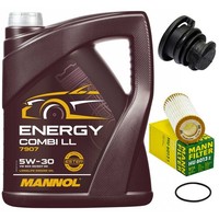 MotoröL Filter Set Mannol 5W-30 5 Liter + Schraube FüR Audi Q5 2.0 Tfsi 180 PS