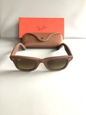 Ray-Ban Wayfarer Leather Matte Bronze-Copper Sunglasses Brown Gradient Lenses