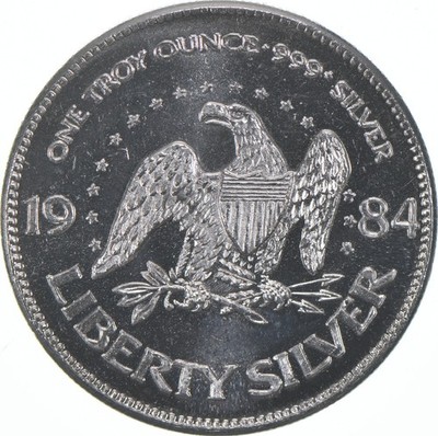 1984 Liberty Silver 1 Troy Ounce A Mark Silver Art Round | eBay