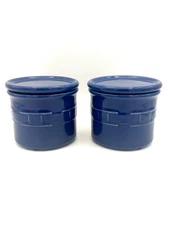 Longaberger Woven Traditions Cornflower - 1pt Crocks & Lids/ Coasters, Set of 2