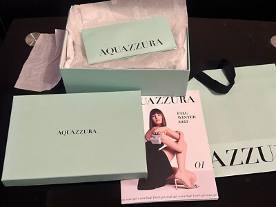 AQUAZZURA leere Geschenkbox/Umschlag/Seidenpapier volles Geschenkpaket Linie grün