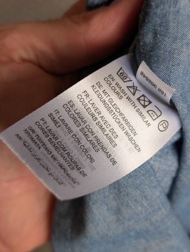 Gant Shirt Men Small Blue Cotton Linen Chambray Albiate Fabric Button Down - Picture 12 of 17