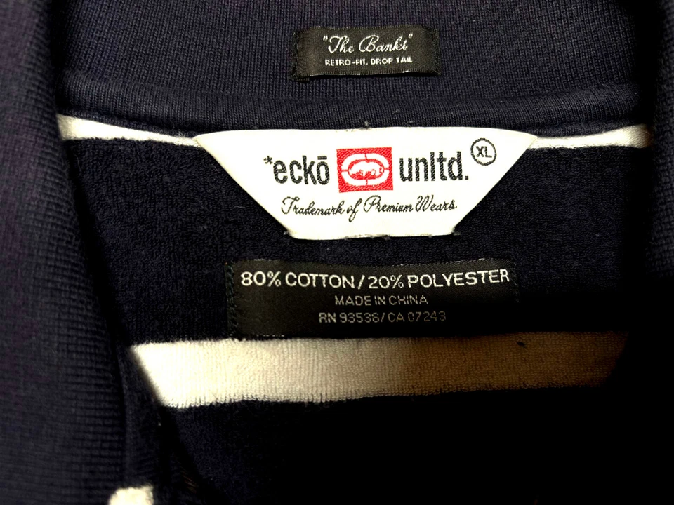 Ecko Unltd Mens Pullover Knit Short Sleeve Black White Stripe Logo Shirt XL - Image 4 of 4