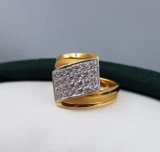High Quality 22K Gold Ring Elegant Gold Design Ring Four Row CZ Heavy Look Ring