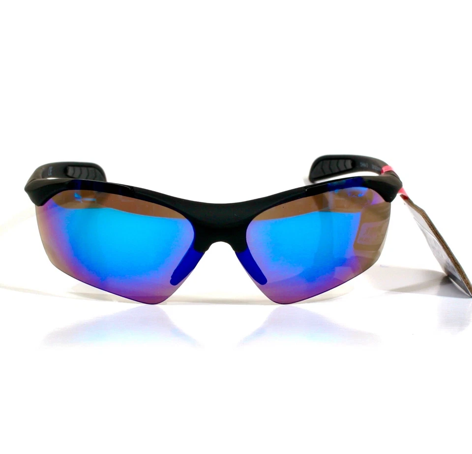 2 Pair Foster Grant Scrimmage Maxblock Blue Mirrored Sport Wrap Sunglasses New! - Image 2 of 4