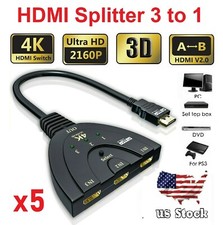 x5 3 Port 4K HDMI 2.0 Cable 3D 3 to 1 Auto Splitter Switch Switcher 3x1 Adapter
