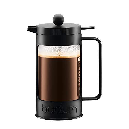 Bodum - Caffettiera Bean da 0,35 litri, per 3 tazze, Vetro, Nero , 8 (m9u)