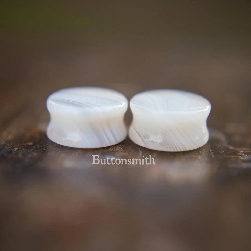 Par de tapones de piedra orgánica de ágata gris medidores túnel de oído túneles expansores tamaño 10 Foto 3 de 4