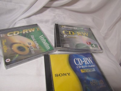 *LOT of 4* Sony/Verbatim/Memorex SEALED CD-RW 650MB/74 Min 