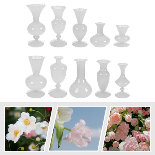 10 Pcs Glass Bud Vase Set Decorative Small Vases Home Centerpieces Decor White