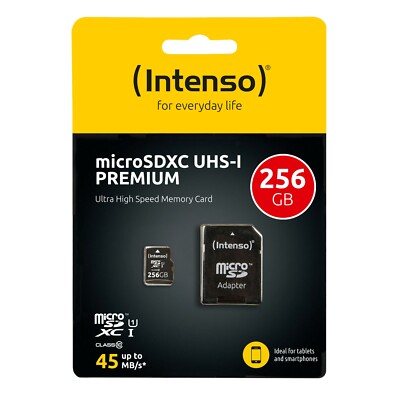 Intenso Micro SDXC 256GB Premium MicroSDXC 256 GB UHS-I 45 MB/s Class 10 OVP