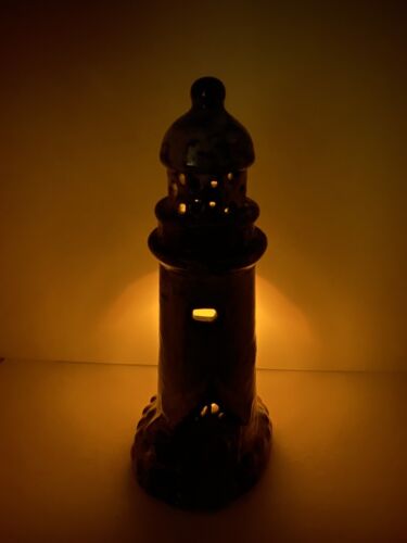 Studio Art Pottery Lighthouse Milky Glaze Nautical Tea Light Stoneware - Picture 2 of 9