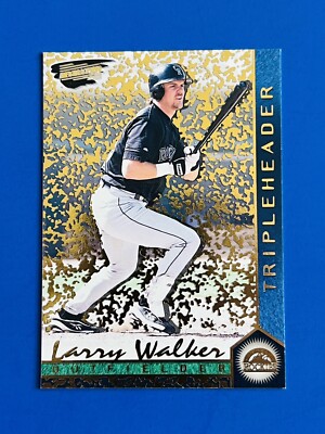 1999 Pacific Revolution Larry Walker Triple Header Gold Foil Insert Card #14