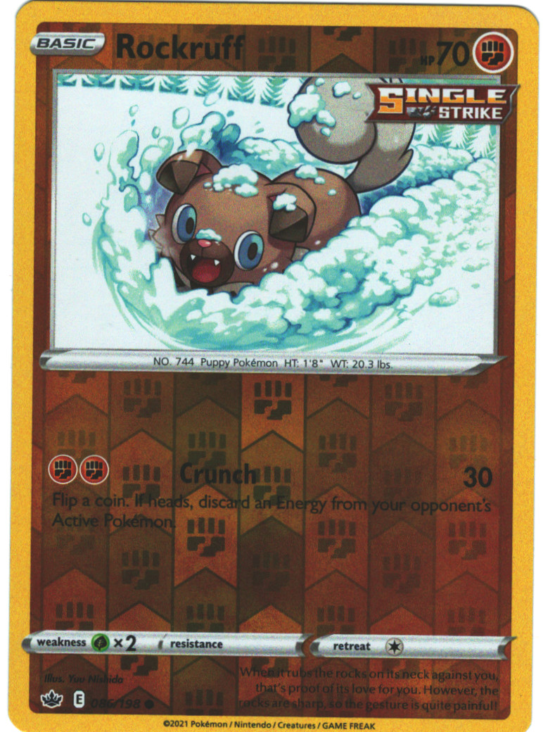 Rockruff 86/198 Chilling Reign Reverse Holo Common Pokemon Card TCG 086/198
